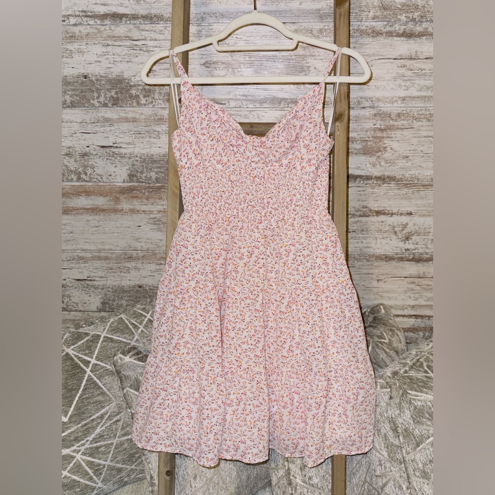 Pink floral mini dress